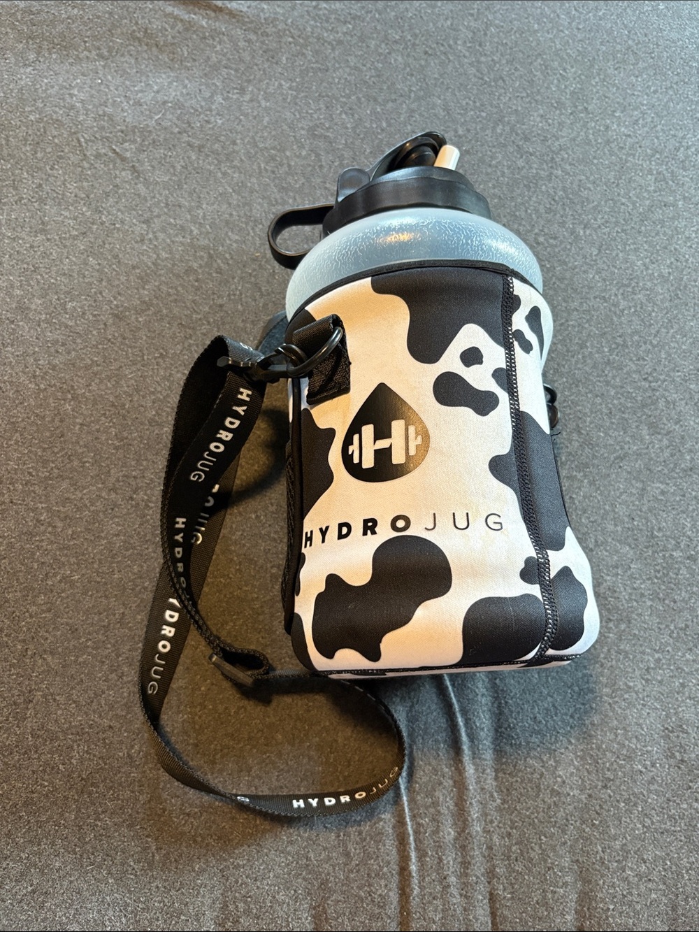HydroJug Black & White Cow Print Insulated Bottle Carrier